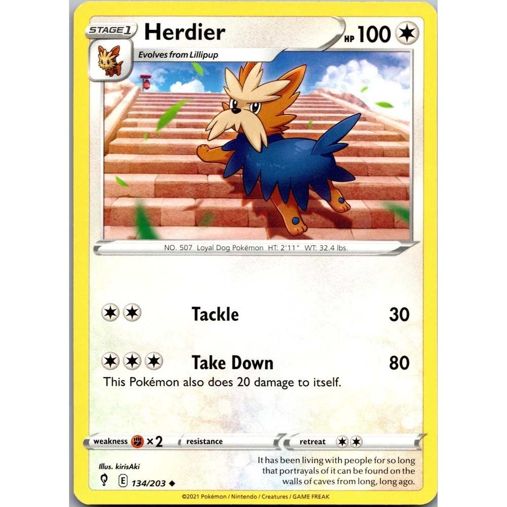 Herdier Uncommon SWSH07: Evolving Skies 134/203 LP tcga+ Normal